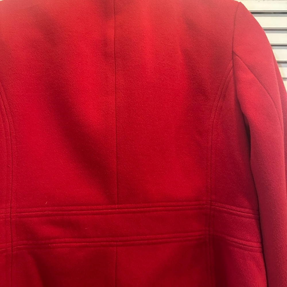 JM Collection Vibrant Red Pea Coat - Picture 5 of 5